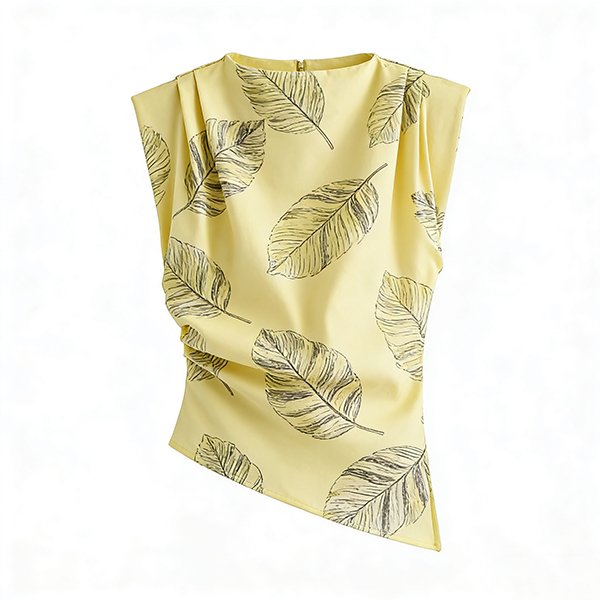 Fashion Women's Summer Top - Textured Shoulder Thickened Sleeveless T-Shirt