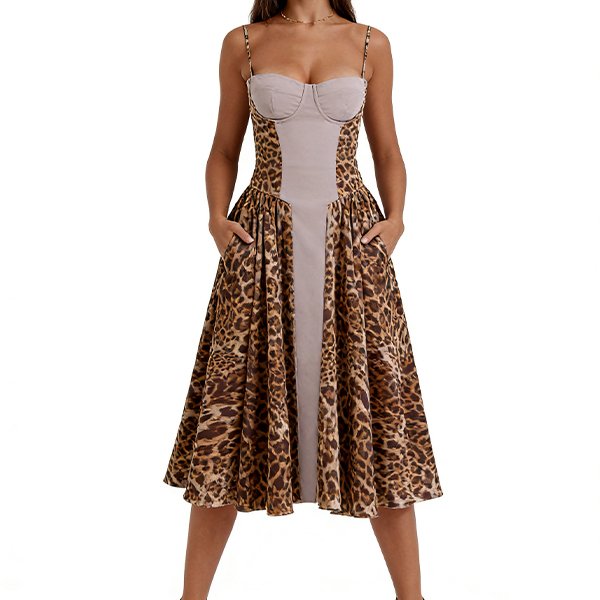 Retro Slim-Fit Women's Dress - Summer Spaghetti Strap Double-Shoulder Midi