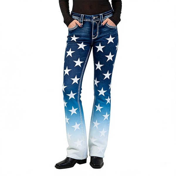 Women's High-Quality Flare Jeans - Stretchy Blue Denim