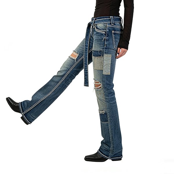 Women's High-Quality Stretchy Jeans - Blue Flare Slim-Fit Denim Pants