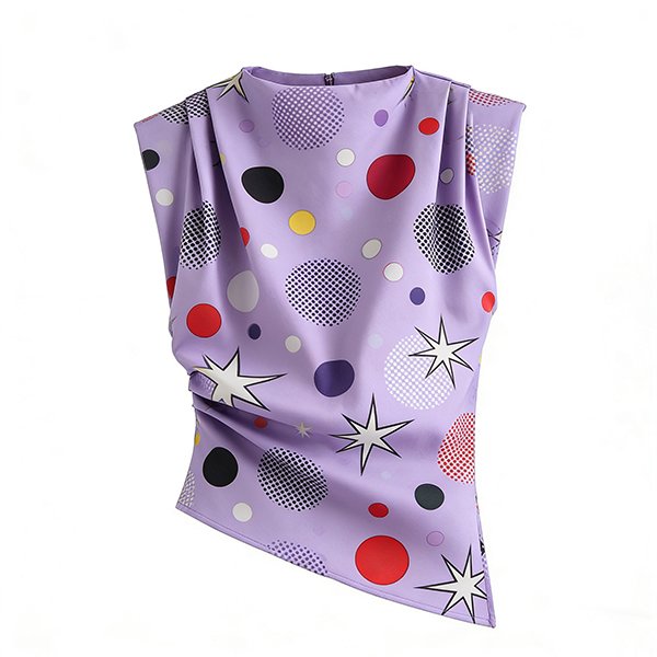 Women's Summer T-Shirt - Fashion Textured Shoulder Sleeveless