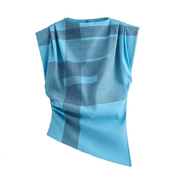 Women's Summer Sleeveless T-Shirt - Fashion Textured Shoulder